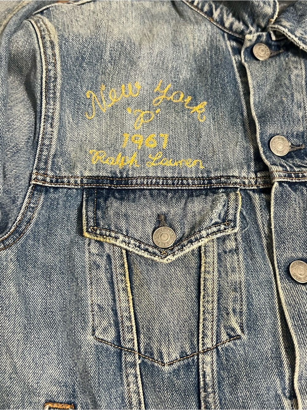 Rare Vintage Trucker Jean Denim Jacket Varsity State Champs Polo Ralph Lauren - Picture 4 of 16